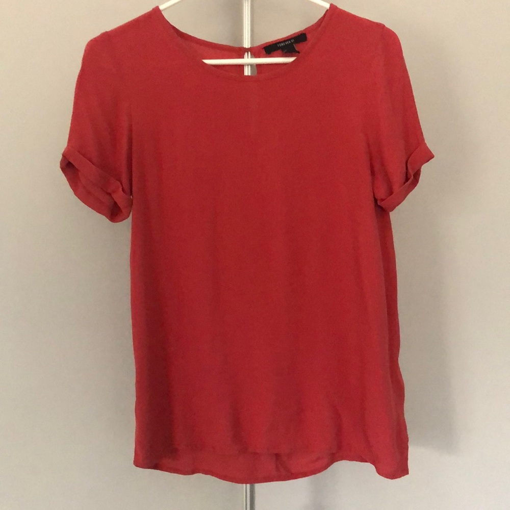 Forever 21 Short Sleeve Top Dark Coral Size Small S